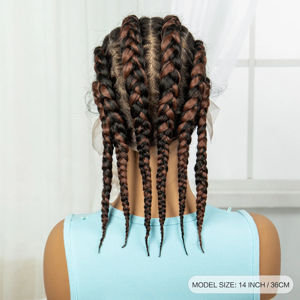 Short Cornrow Braided Wigs Synthetic Full Lace Braids Wig Lace Frontal Braiding Hair Wigs With Baby Hair for Black Women