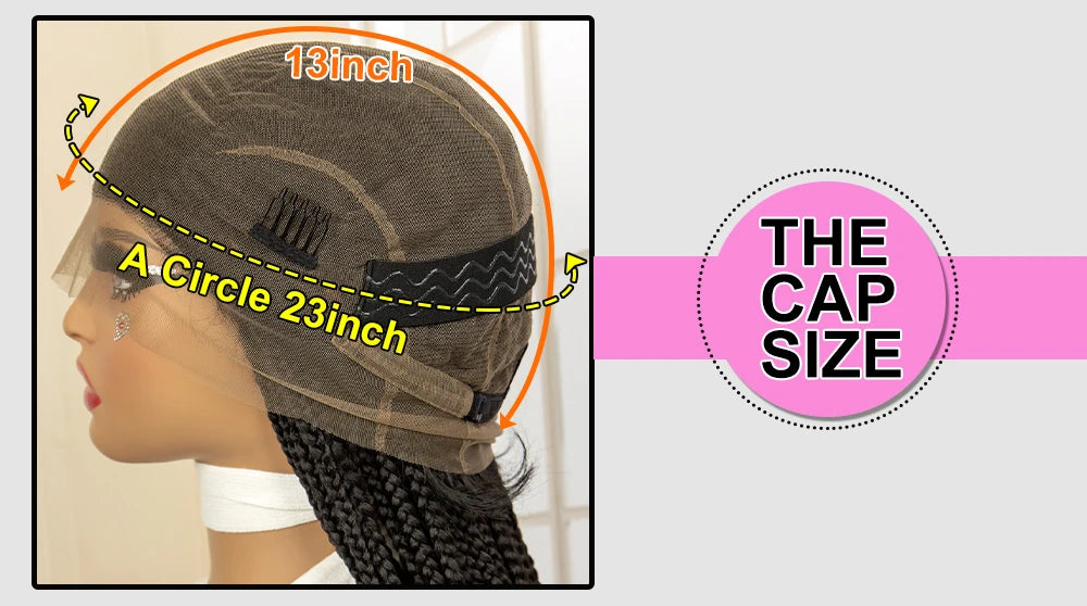 Synthetic Full Lace Cornrow Braided Wigs 36 inches Lace Frontal Square Knotless Box African Braiding Wig for Black Women
