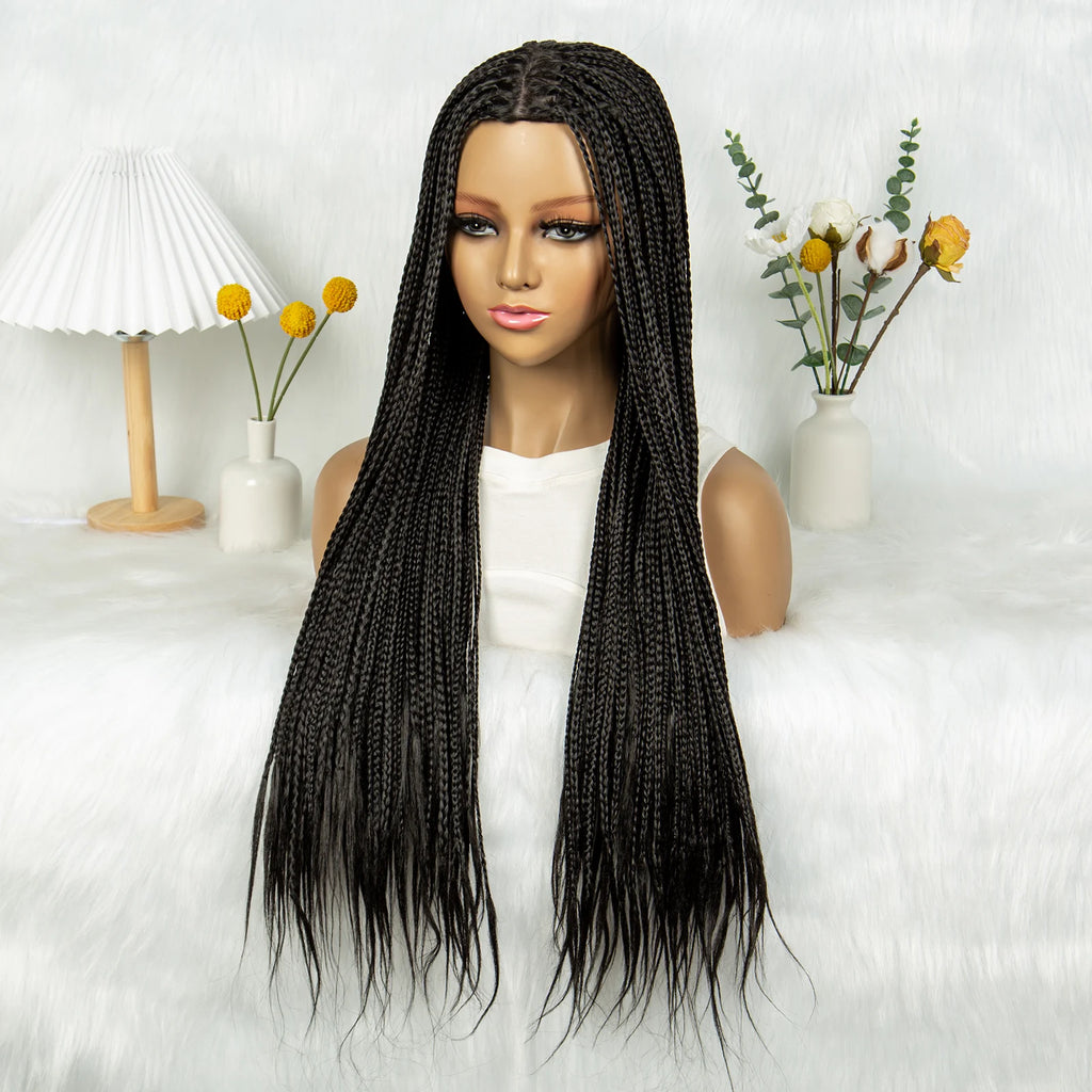 Full Machine Wigs Cornrow Braided Wigs Synthetic Braiding Wig Long Length 32inches Braided Wigs for Women