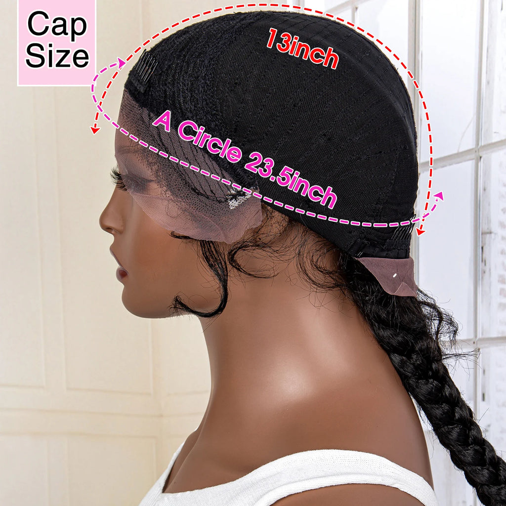 36 Inches Cornrow Braided Wigs Synthetic Lace Front Braids Wigs for Black Women Long Lace Wigs Double Braid Knotless