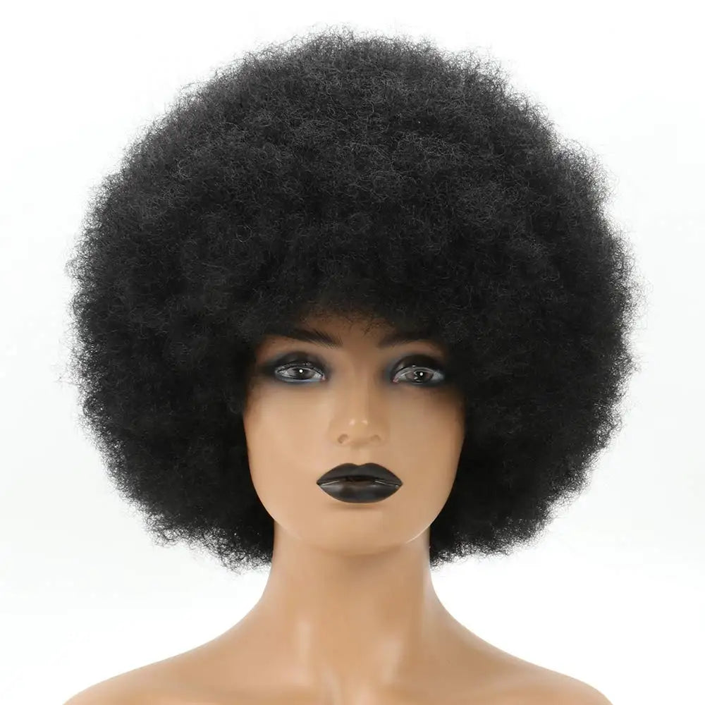 Synthetic Afro Kinky Curly Wig for Women Black 70s Bouncy and Soft Afro Puff Wigs Natural Looking Full Wigs for Party Cosplay