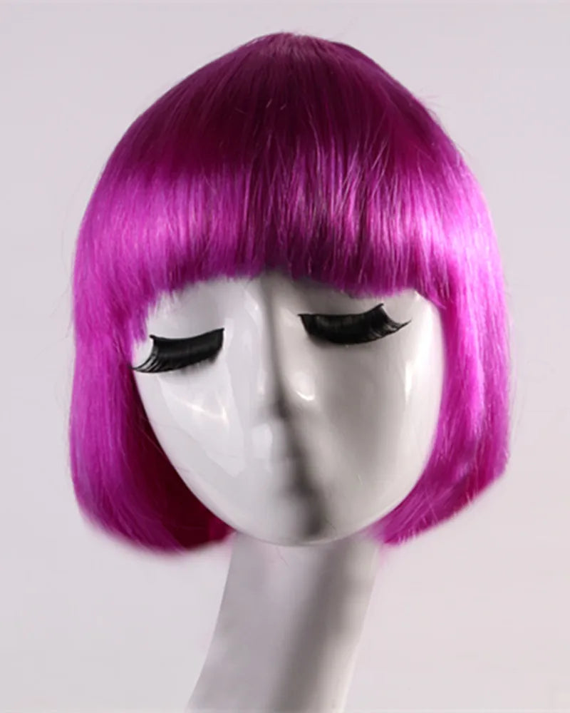 Synthetic Short BOB Full Wig Multiple Colors Cosplay Halloween Party Short Hair Solid Color Wigs