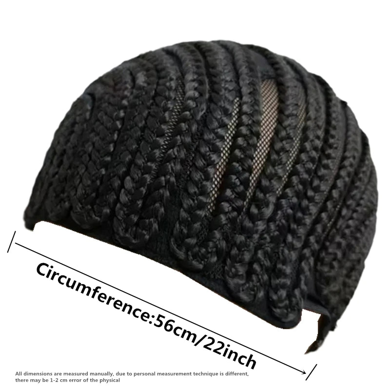 Black Cornrow Braided Wig Cap Easy Sew-in Glueless Breathable Crochet Hair Weave Wig Cap for Women