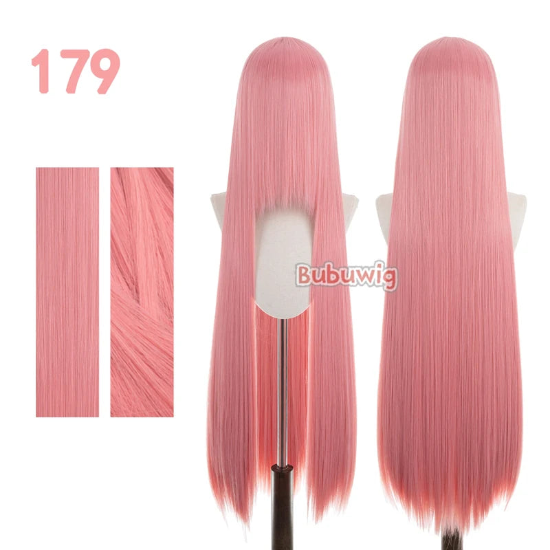 Bubuwig Synthetic Hair 100cm Long Straight Pure Color Cosplay Wigs Over 100 Colors Pink Orange Blonde Green Wig Heat Resistant