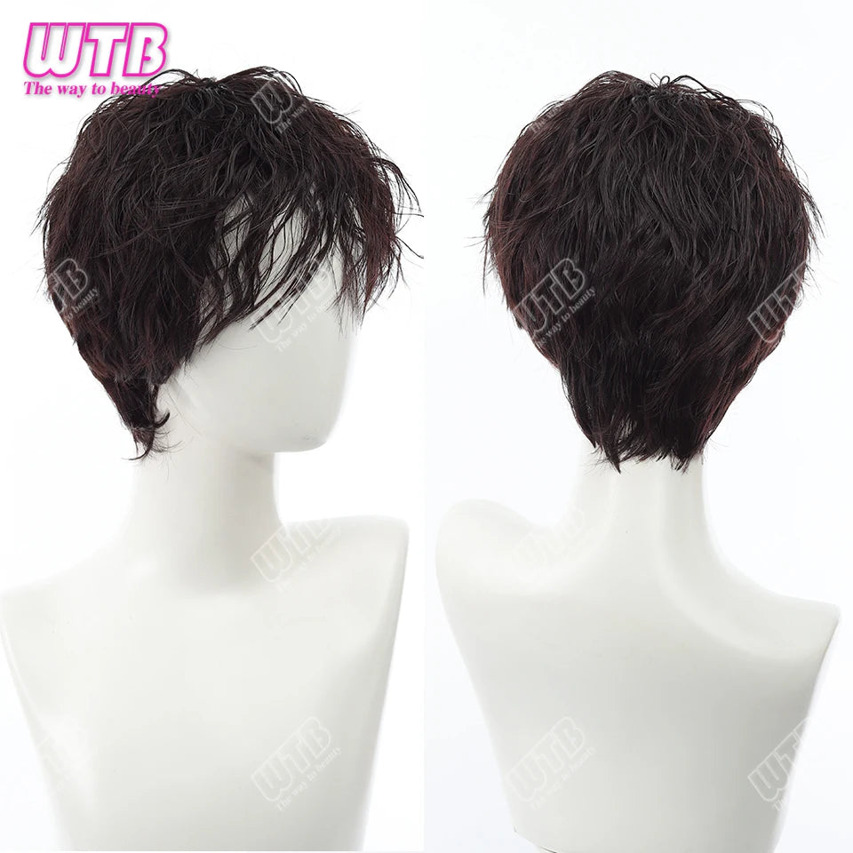 Synthetic Short Curly Boy Party Hair Wig Black Brown Natural Fake False Hair For Men Handsome Breathable Christmas Halloween
