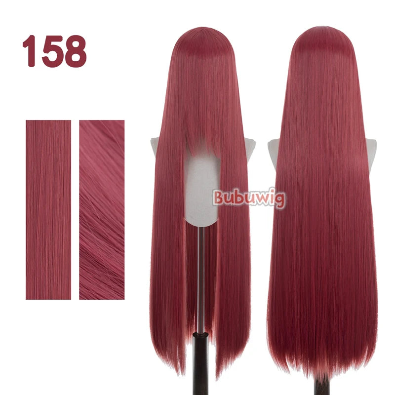 Bubuwig Synthetic Hair 100cm Long Straight Pure Color Cosplay Wigs Over 100 Colors Pink Orange Blonde Green Wig Heat Resistant
