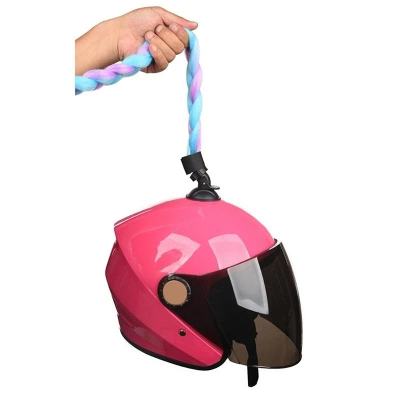 547B Helmet Pigtails Helmet Braids Ponytail Helmet Hair for Women Men Decoration-