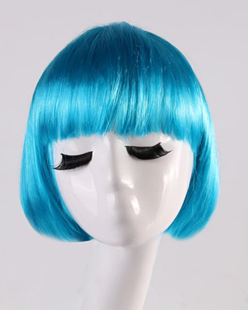 Synthetic Short BOB Full Wig Multiple Colors Cosplay Halloween Party Short Hair Solid Color Wigs