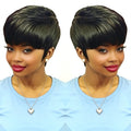 Human Hair Wigs for Women with Bangs 150% Density Straight Hair, Short Pixie Cut Human Hair Wig, Full Machine Made for Daily Wea
