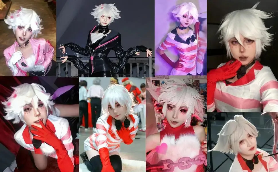 White Short Wig for Boy White Wig Cosplay Wig 4inch Straight Wavy Cosplay Wig for Men Synthetic Wig