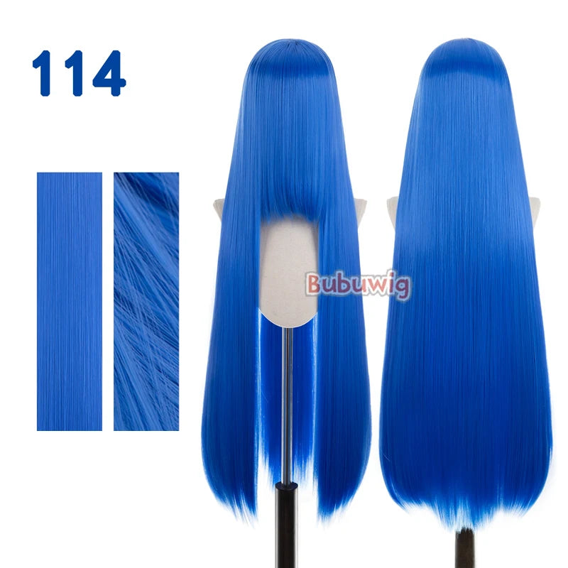 Bubuwig Synthetic Hair 100cm Long Straight Pure Color Cosplay Wigs Over 100 Colors Pink Orange Blonde Green Wig Heat Resistant