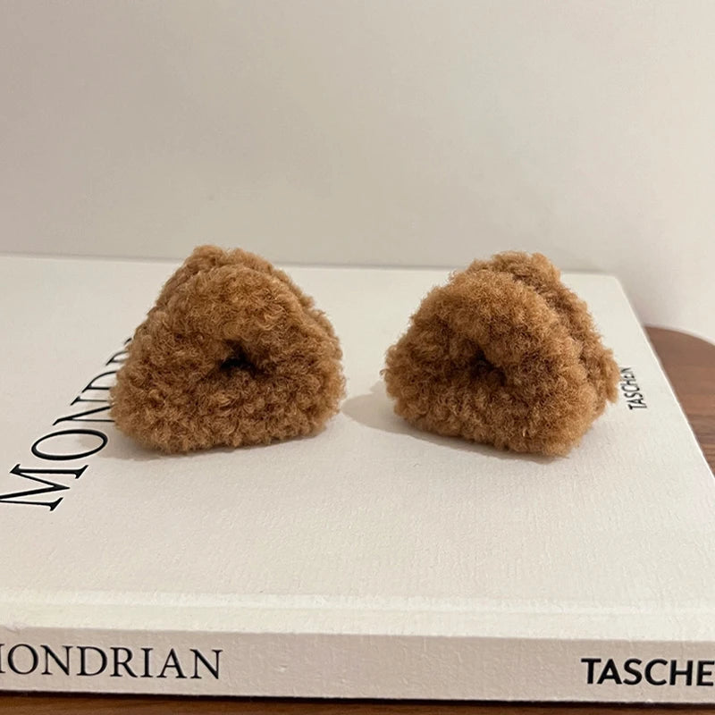 2Pcs Plush Cat Ears Shape Hair Clips Women Sweet Cute Beige Duck Beak Clip Hairpin Fashion Girls Headwear Hair Accessories