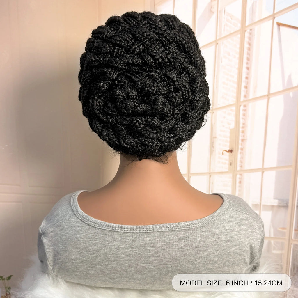 Short Full Lace Braiding Wig Synthetic Cornrow Knotless Box Braided Wigs Natural African Bantu Braids Wig for Black Women