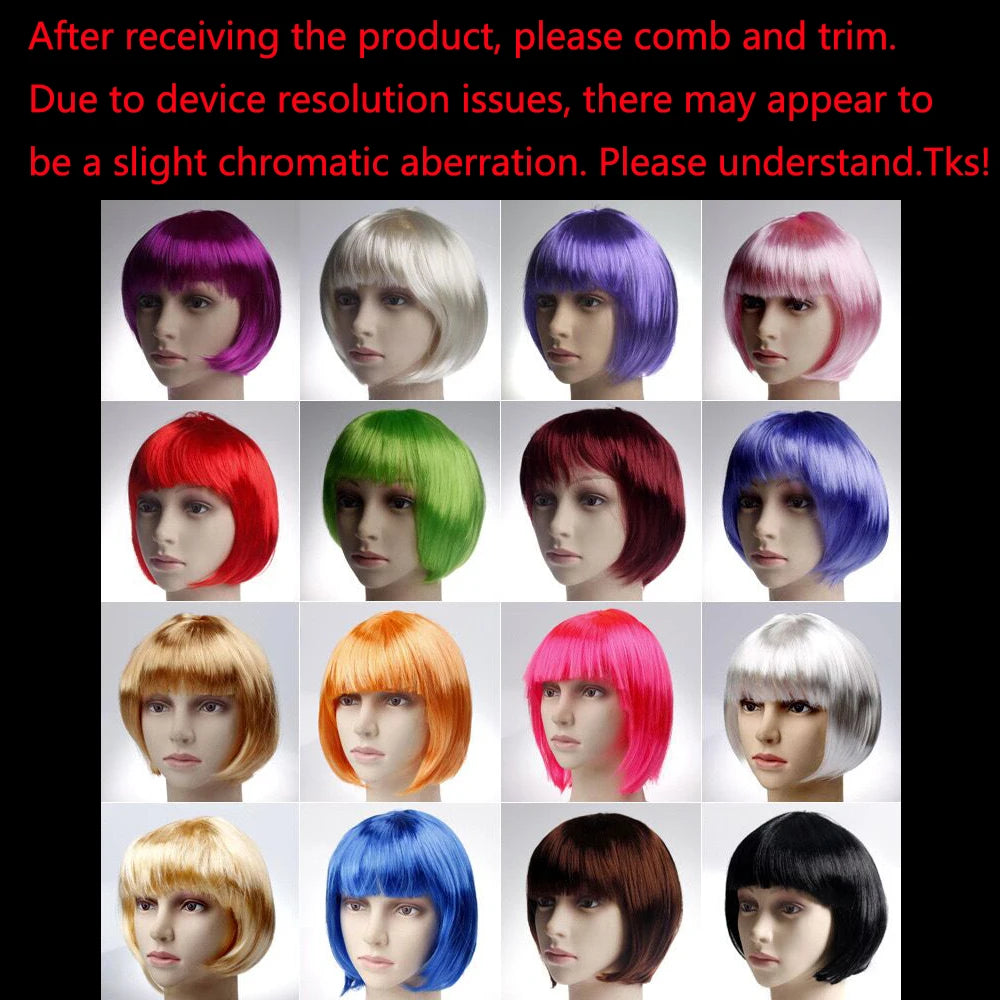 Bob Wig Pretty Women Short Bob Wigs Natural Fashion Halloween Cosplay Anime Wigs Cute Colored Synthetic Daily Party Xmas Wig