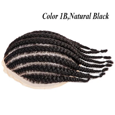 8 Cornrow Braids Toupee For Men Women and Kids,Men's capillary prothesis 6" Cornrow Braids Lace Toupee Men 100% Human Hair