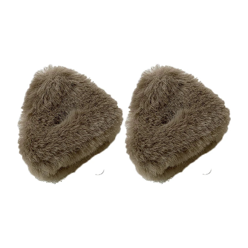 2Pcs Plush Cat Ears Shape Hair Clips Women Sweet Cute Beige Duck Beak Clip Hairpin Fashion Girls Headwear Hair Accessories