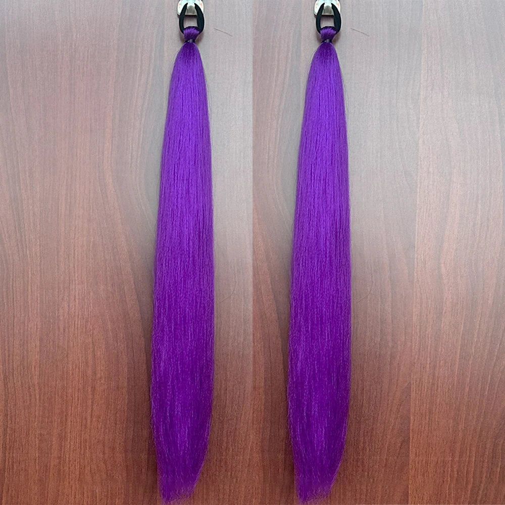 Synthetic Colorful Ponytail Extension 2Pcs Long Straight DIY Braided Pony Tail Hairpiece with Rubber Band Women Hair Accessories