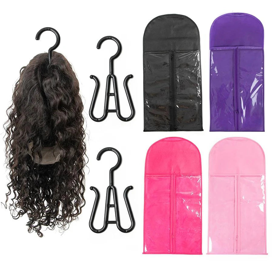 Wig storage Bags Hair Extensions Storage Bag With Hanger For lace Wigs Hair Extension Holder wig hanger With bag wig accessories