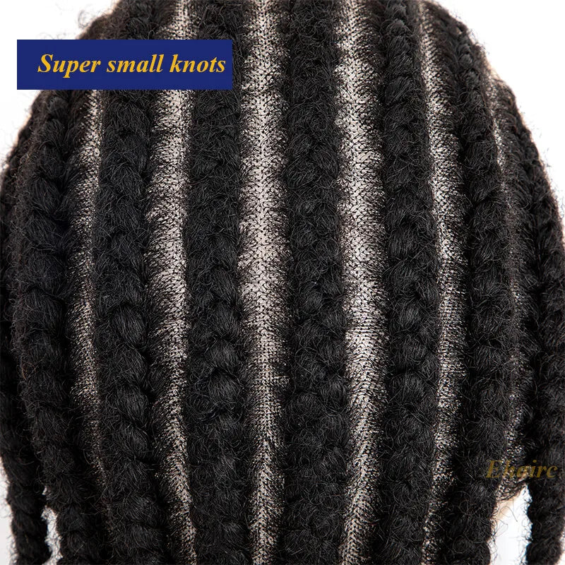 8 Cornrow Braids Toupee For Men Women and Kids,Men's capillary prothesis 6" Cornrow Braids Lace Toupee Men 100% Human Hair