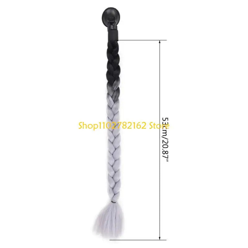 547B Helmet Pigtails Helmet Braids Ponytail Helmet Hair for Women Men Decoration-