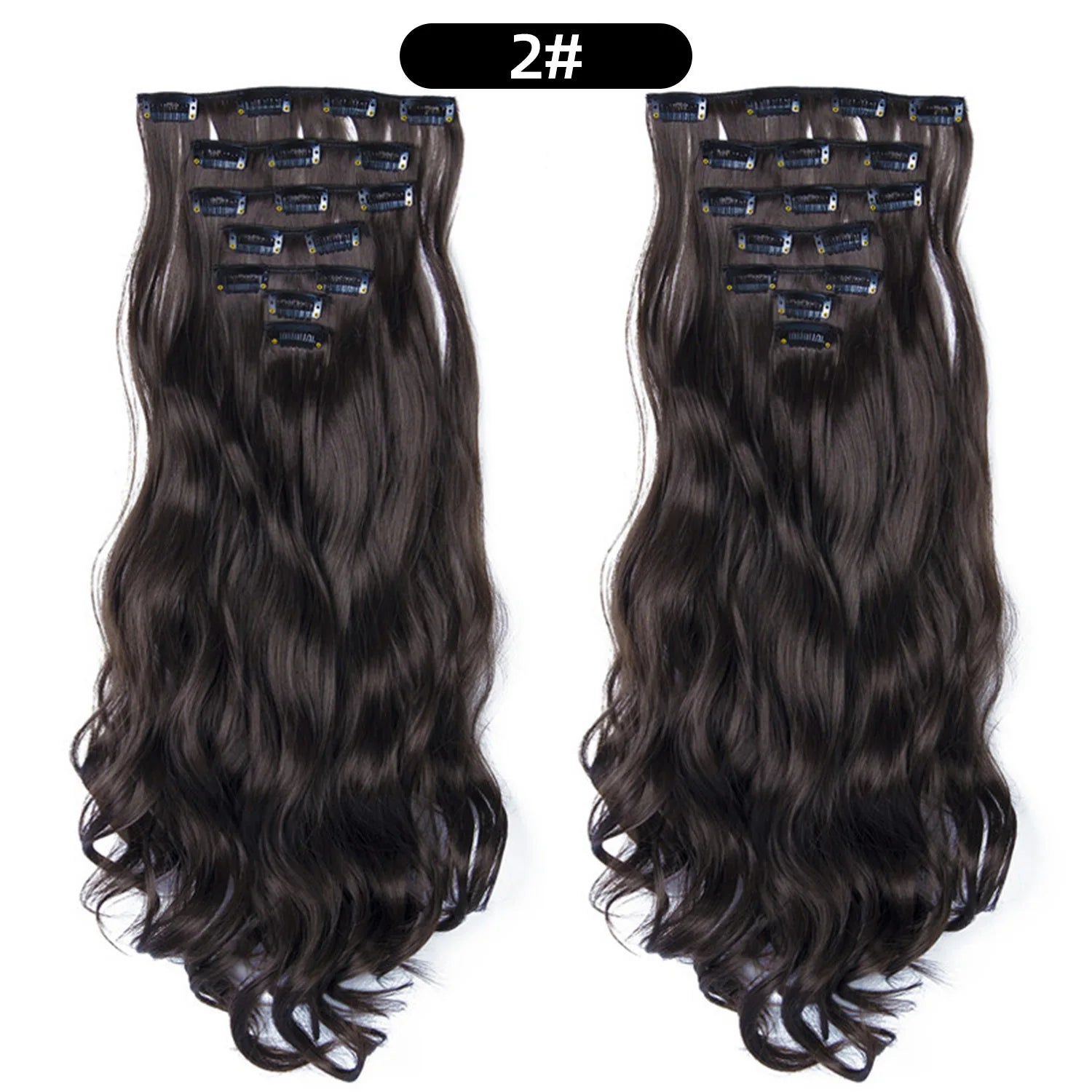 Clip In Hair Extensions 7 PCS Full Head 22 Inch Long Curly Wavy  For Women Girls Hair Synthetic Wig Hairpieces