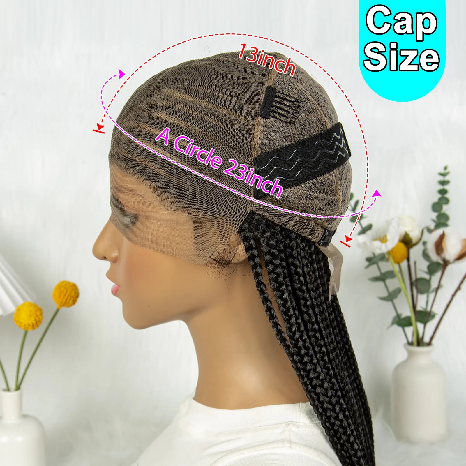 Box Braids Wig 36Inch Cornrow Braided Wigs Synthetic Full Lace  Braided Wig for Black Women Blended Lace Front Braiding Hair Wig