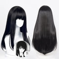 Cartoon Character Cosplay Hair Extensions Synthetic Wigs Natural Breathable Head Cover Black Long Straight Wig Hat for Women