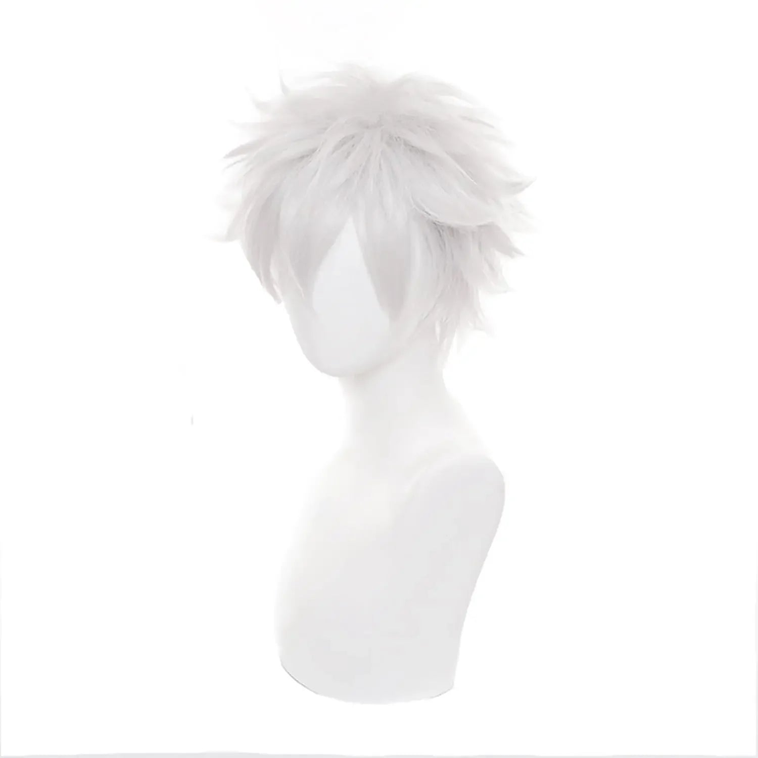 White Short Wig for Boy White Wig Cosplay Wig 4inch Straight Wavy Cosplay Wig for Men Synthetic Wig