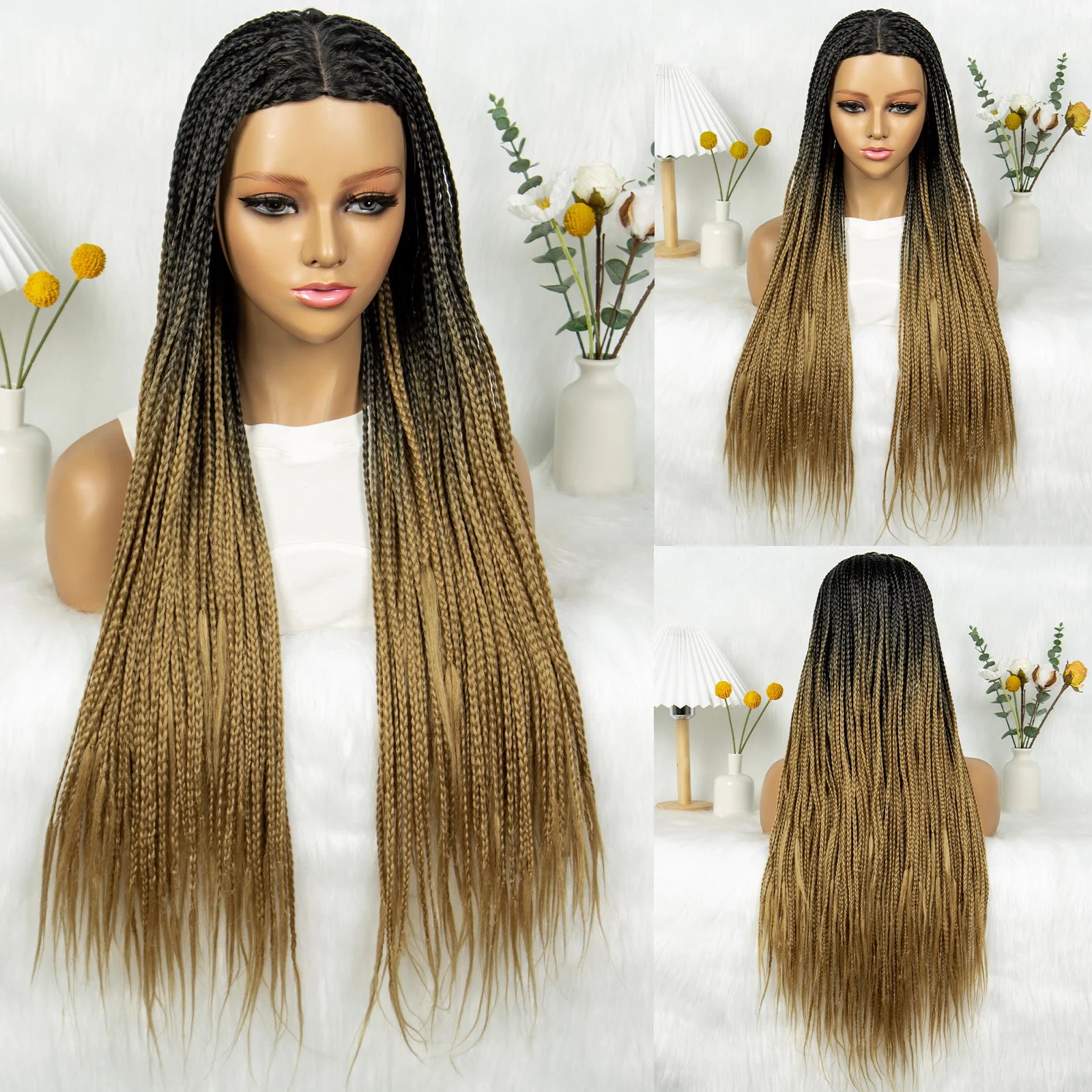 Full Machine Wigs Cornrow Braided Wigs Synthetic Braiding Wig Long Length 32inches Braided Wigs for Women