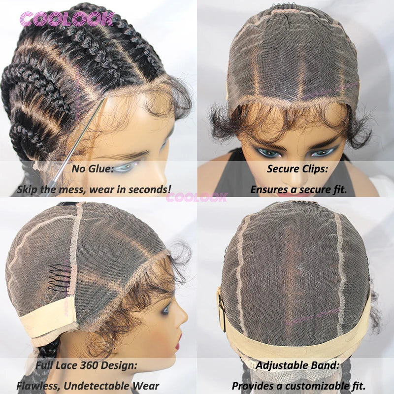 8 Inch Braided Wigs Synthetic Cornrow Full Lace Braided Wig Unisex Short Bob Style