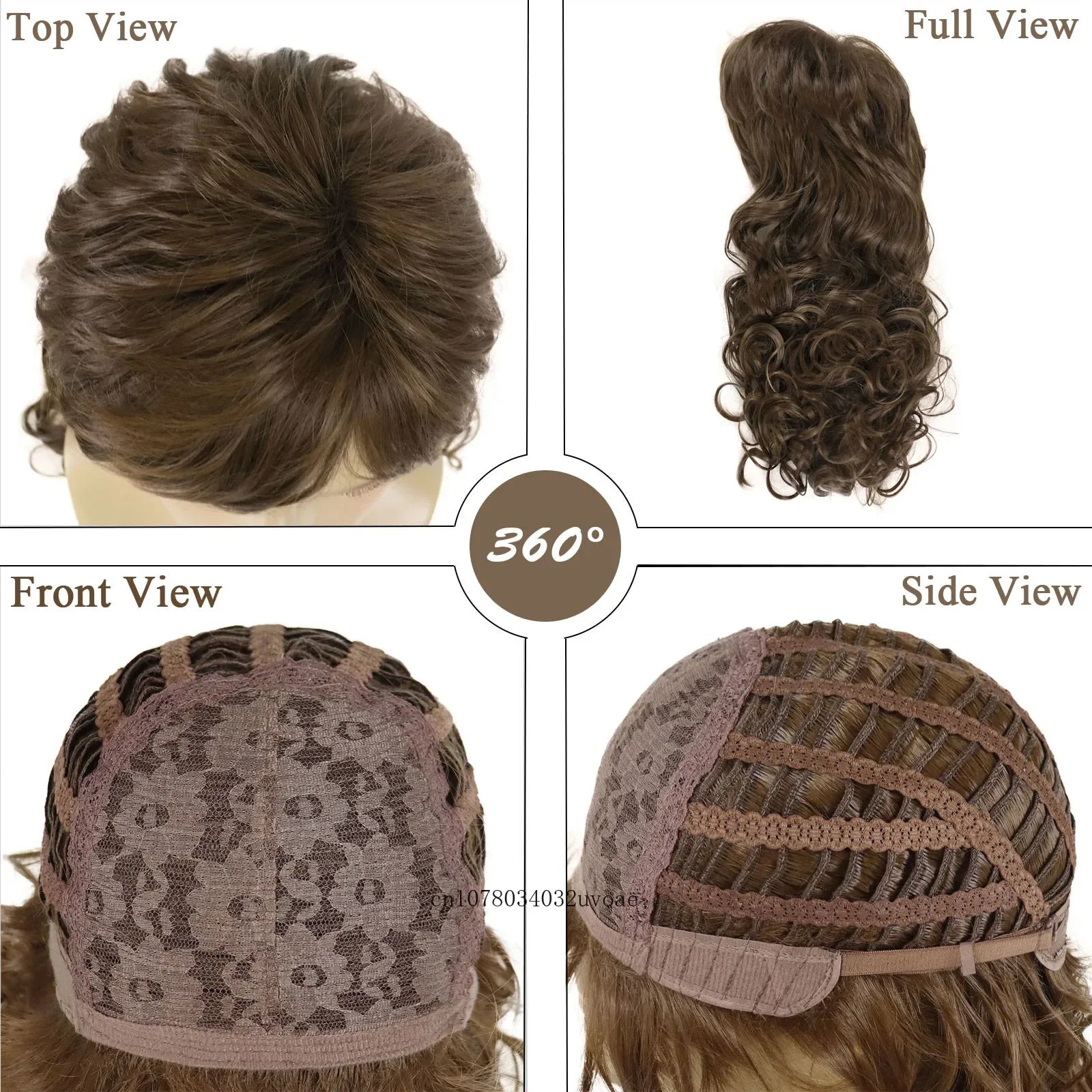 Mullet Wig for Men Synthetic Brown Replacement Wigs 70s Curly Retro Disco Rocker Natural Hair Party Cosplay Costume Man Full Wig