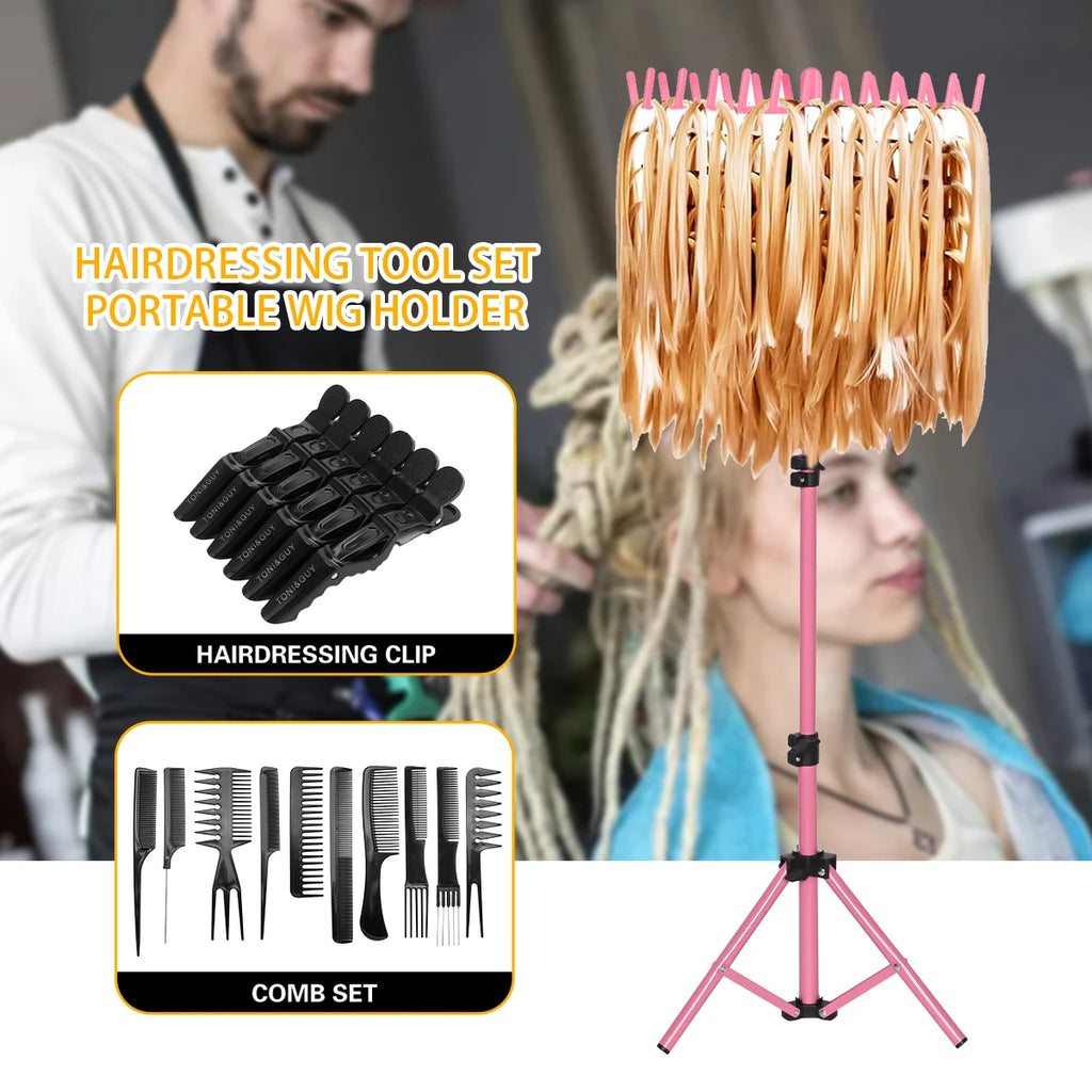 Wig Weaving Rack Set  Adjustable Tripod Base Salon Station Tool for Braiding, Dreadlocks & Hair Extensions Styling Rack