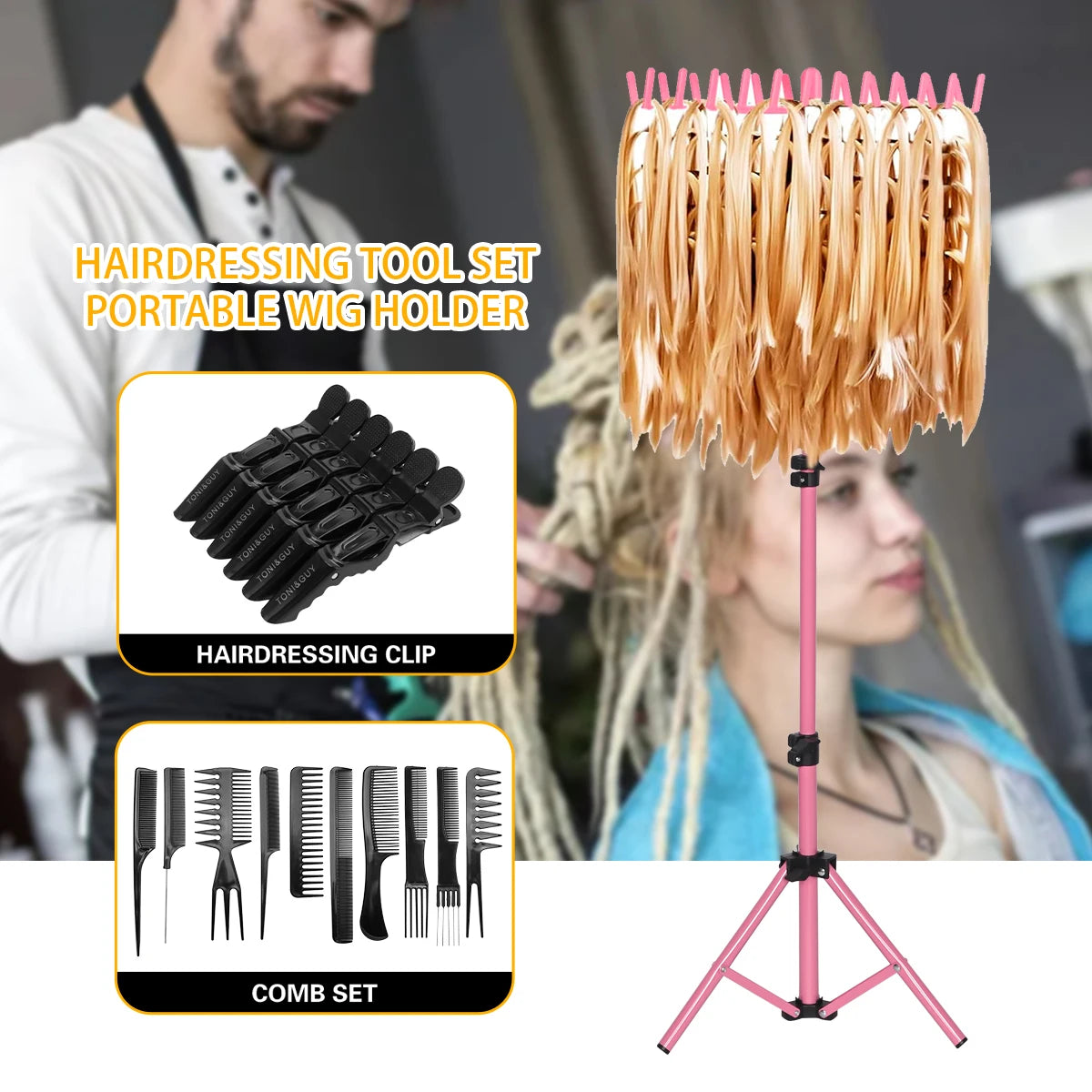 Wig Weaving Rack Set  Adjustable Tripod Base Salon Station Tool for Braiding, Dreadlocks & Hair Extensions Styling Rack