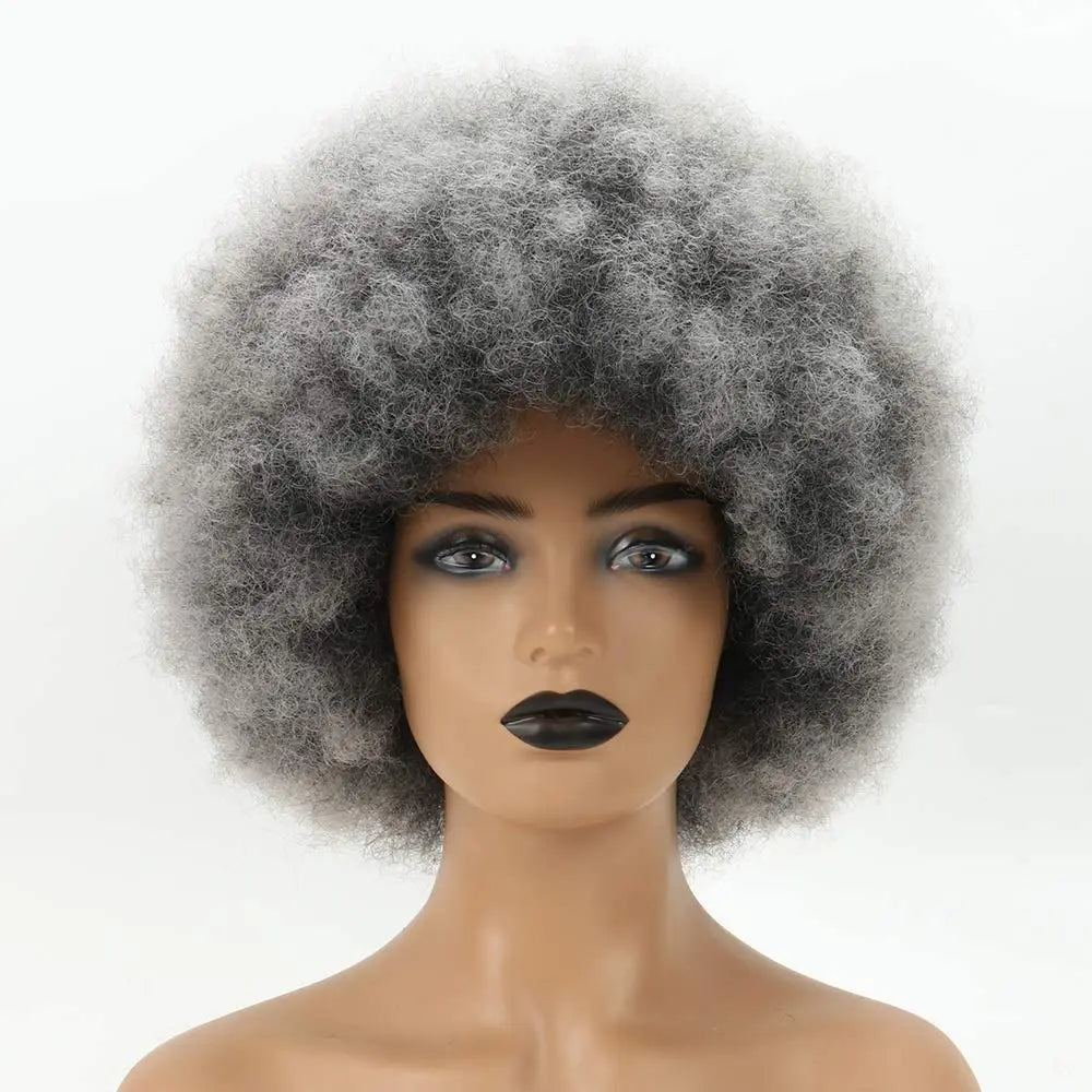 Synthetic Afro Kinky Curly Wig for Women Black 70s Bouncy and Soft Afro Puff Wigs Natural Looking Full Wigs for Party Cosplay