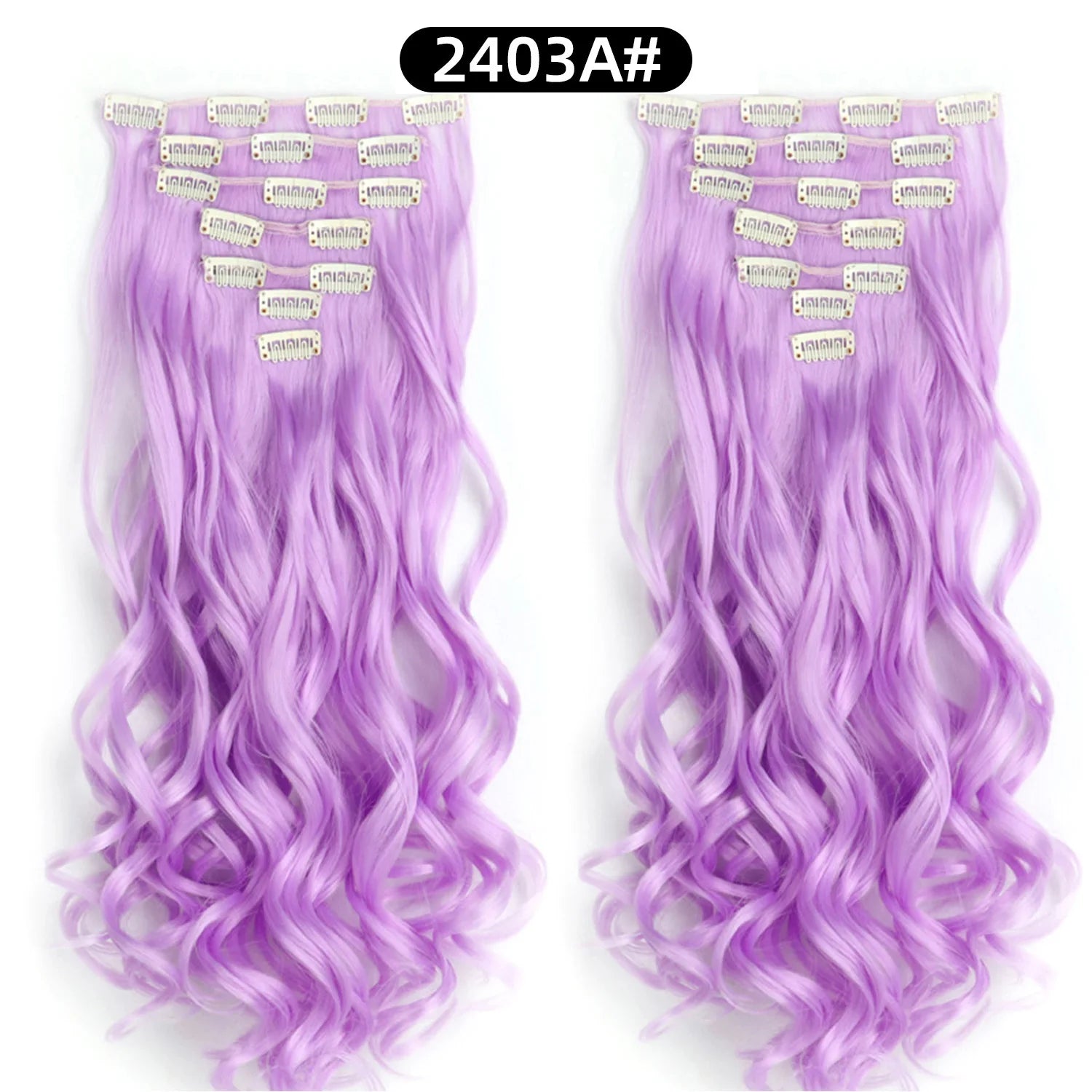 Clip In Hair Extensions 7 PCS Full Head 22 Inch Long Curly Wavy  For Women Girls Hair Synthetic Wig Hairpieces