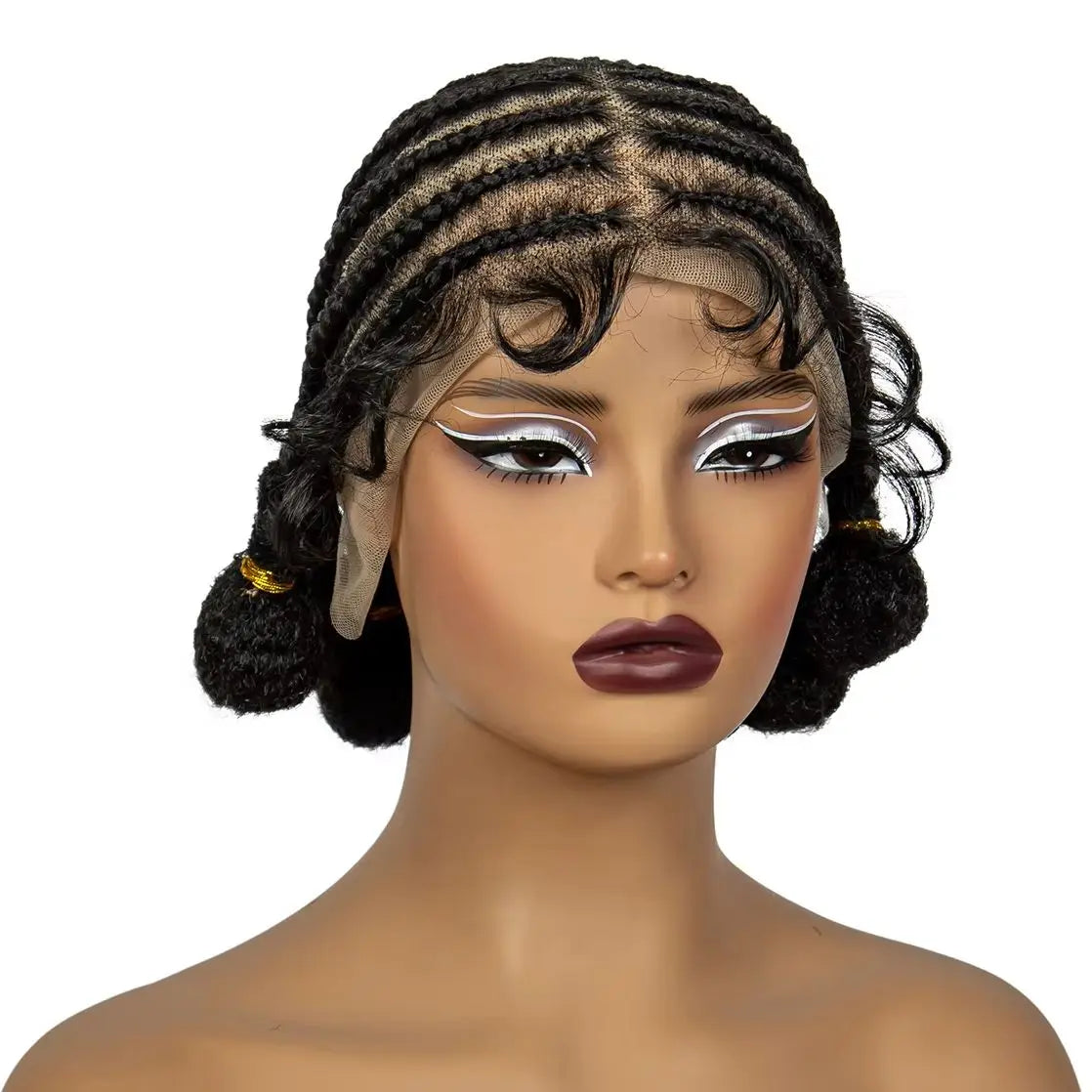 10Inch Short Natural Cornrow Braided Wigs with Baby Hair Synthetic Transparent Full Lace Handmade Bantu Braids Wigs for Women