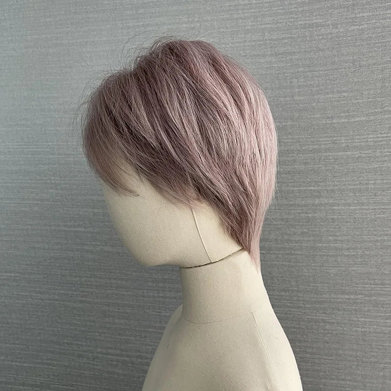Pink Short Wig for Boy Men Cool Cosplay Blonde Black Wigs Synthetic Wig Heat Resistant Fiber Peruca Cacheada Sintetica