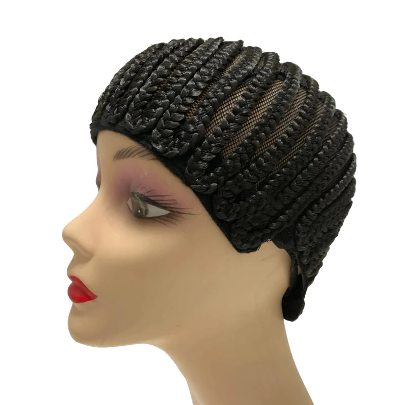 Braided Wig Cap For Crochet Hair Braids Breathable Cornrow Cap for Easier Sew in Weave Hair Glueless Black Cornrow Crochet Wig C