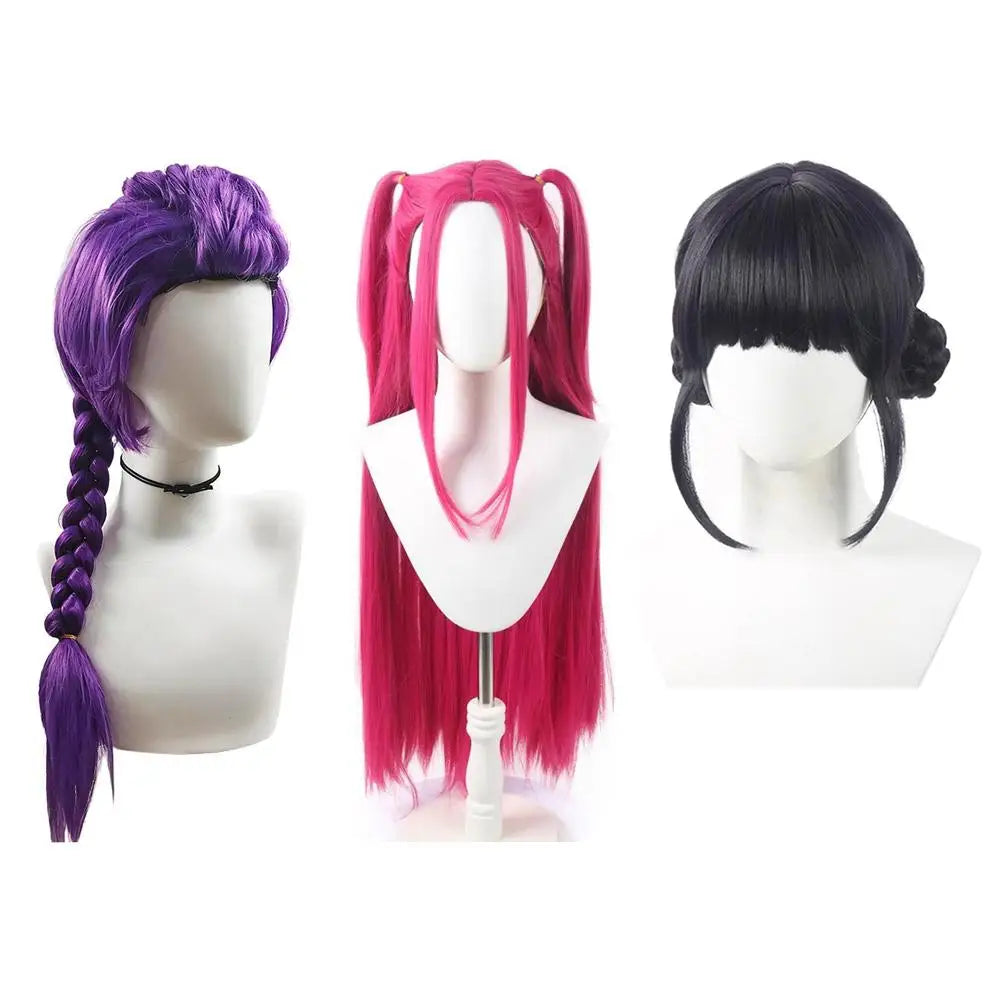 33.5-inch Purple Long Braid With Side Ponytail Integrated Tiger Mouth Clamp Children's Wig Halloween Costume Party Anime Cosplay