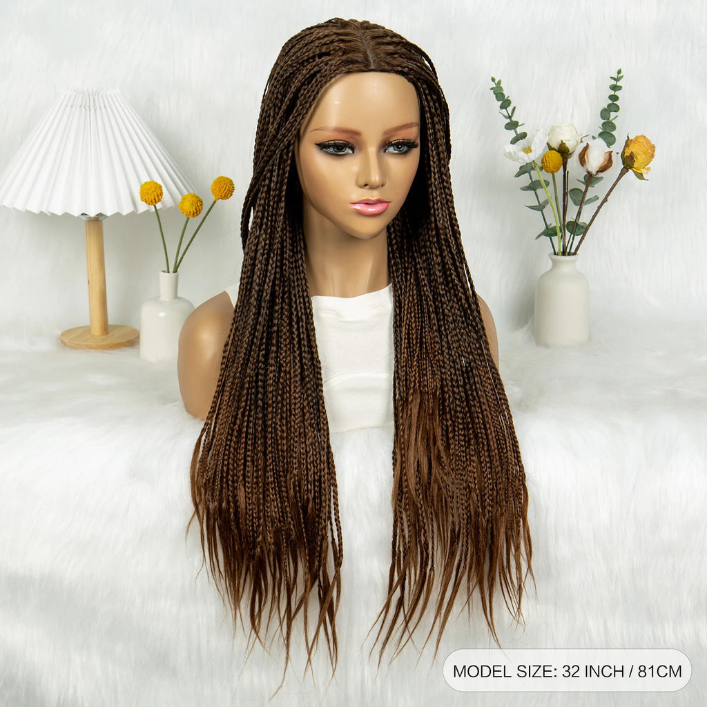 Full Machine Wigs Cornrow Braided Wigs Synthetic Braiding Wig Long Length 32inches Braided Wigs for Women