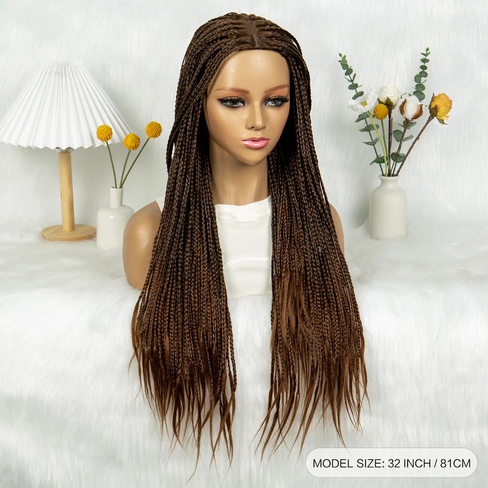 Full Machine Wigs Cornrow Braided Wigs Synthetic Braiding Wig Long Length 32inches Braided Wigs for Women