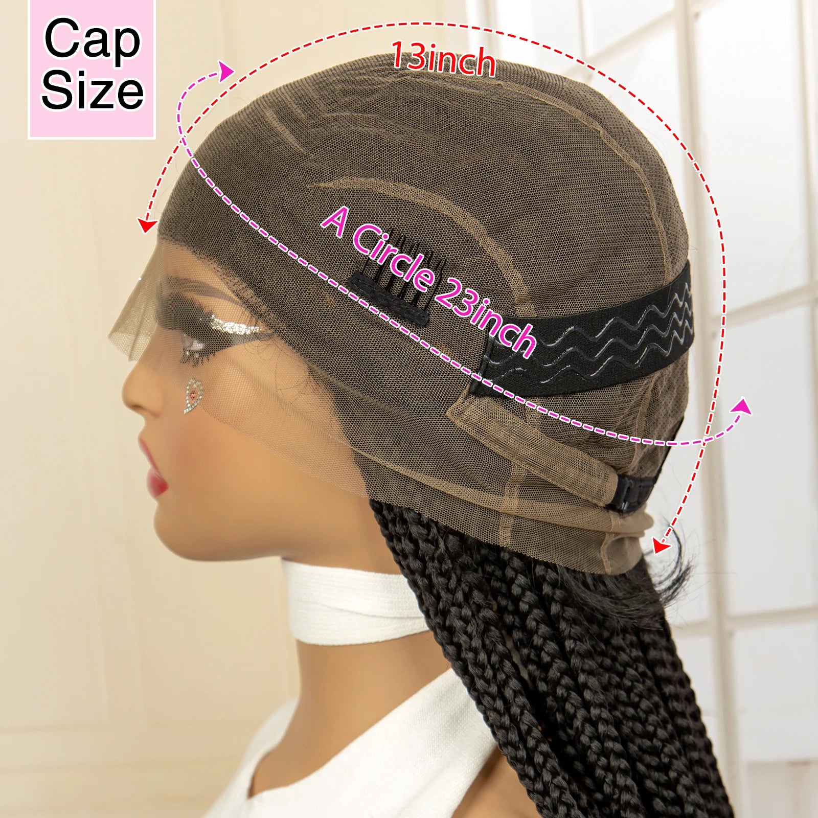Synthetic Full Lace Cornrow Braided Wigs 36 inches Lace Frontal Square Knotless Box African Braiding Wig for Black Women