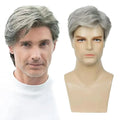 Men's Fashion Wig with Side Swept Bangs - Short Straight Hair Synthetic Full Wig for Men, European Style Ready to Wear
