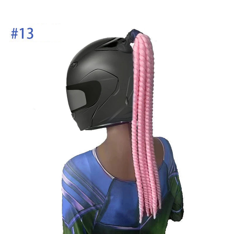 Detachable Sucker Boxing Dreadlocks Ponytail Wig Cycling Helmet Decoration Accessories Weaving Braids Motorcycle Helmet Ponytail