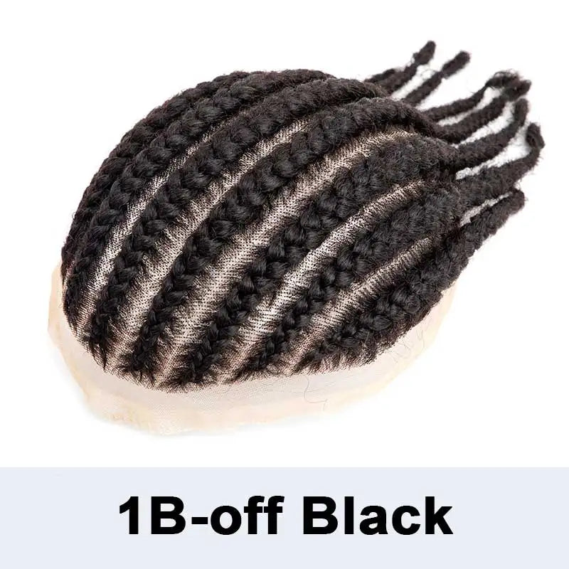 Cornrow Braids Full Lace Men's Wig 8-Strand Braid Toupee Human Hair French Lace Male Hair Prosthesis Braided Hair System For Man