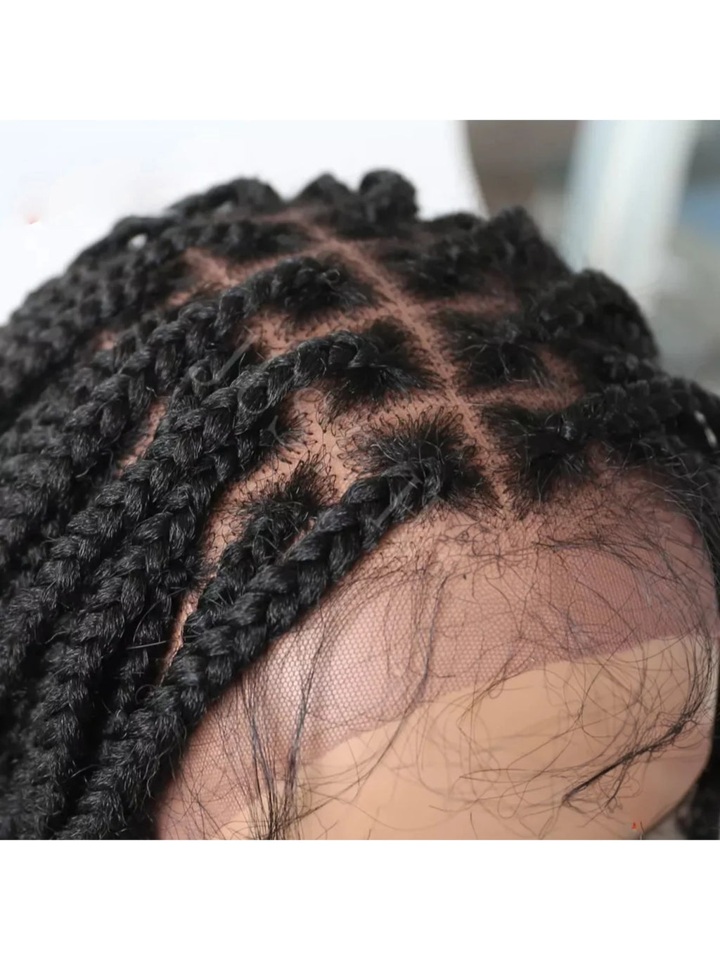 Box Braided Swiss Lace front Wigs Cornrow Kanekalon Fiber Micro Twist Baby Hair