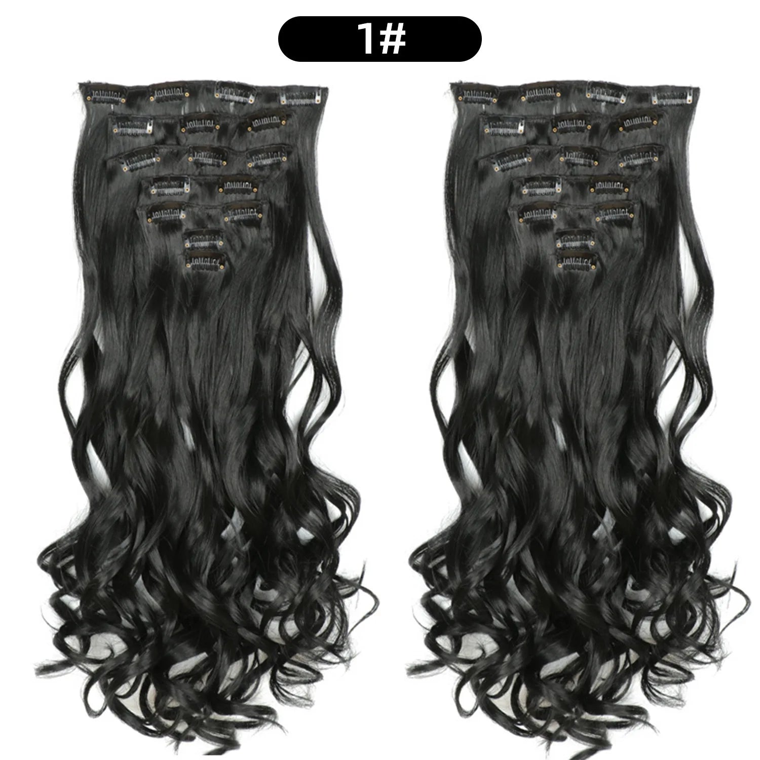 Clip In Hair Extensions 7 PCS Full Head 22 Inch Long Curly Wavy  For Women Girls Hair Synthetic Wig Hairpieces