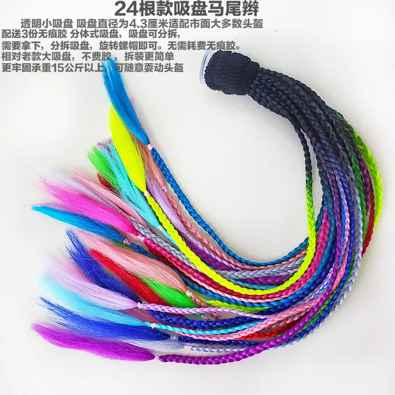 Motorcycle Helmet Braid Pigtails Ponytail With Sucker Motorbike Pigtails Women Men Casco Moto Ponytail Motorcycle Accessories