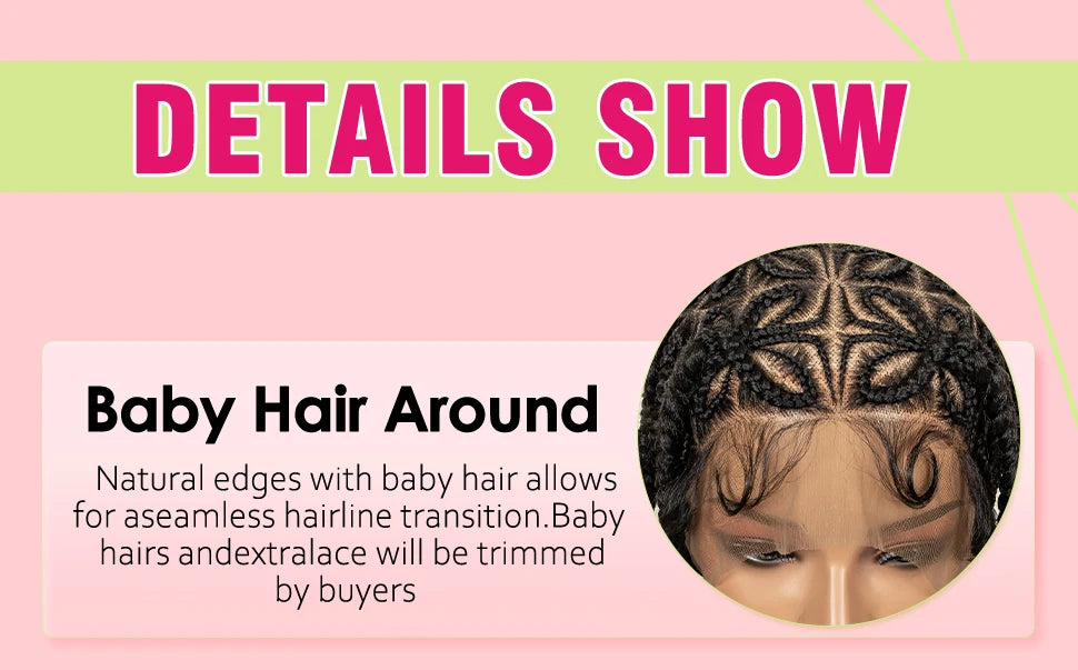 Synthetic Cornrow Braided Wigs Protective Lemonade Braids 36 inches Full Lace Braided Wig for Black Women