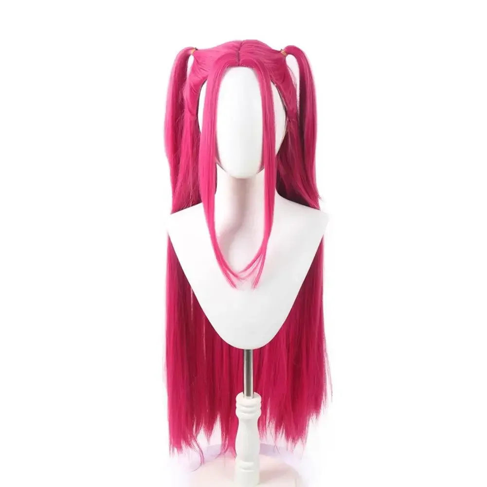 33.5-inch Purple Long Braid With Side Ponytail Integrated Tiger Mouth Clamp Children's Wig Halloween Costume Party Anime Cosplay